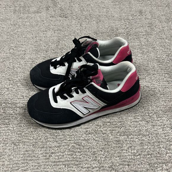 New Balance 574 Shoes Womens 6.5 Black Pink Suede ENCAP WL574NJA Sneakers - Picture 6 of 11
